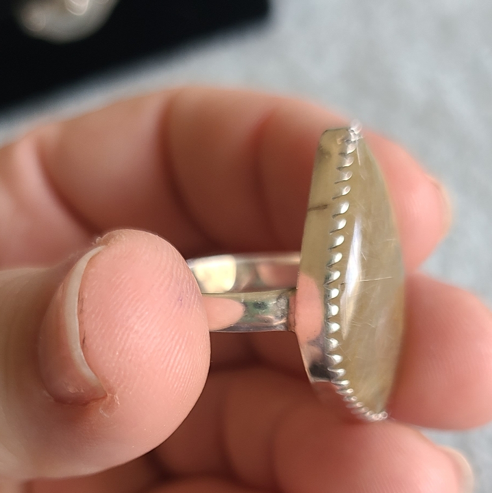 Golden Rutilated Quartz Teardrop Ring In Sterling - Picture 5 of 7